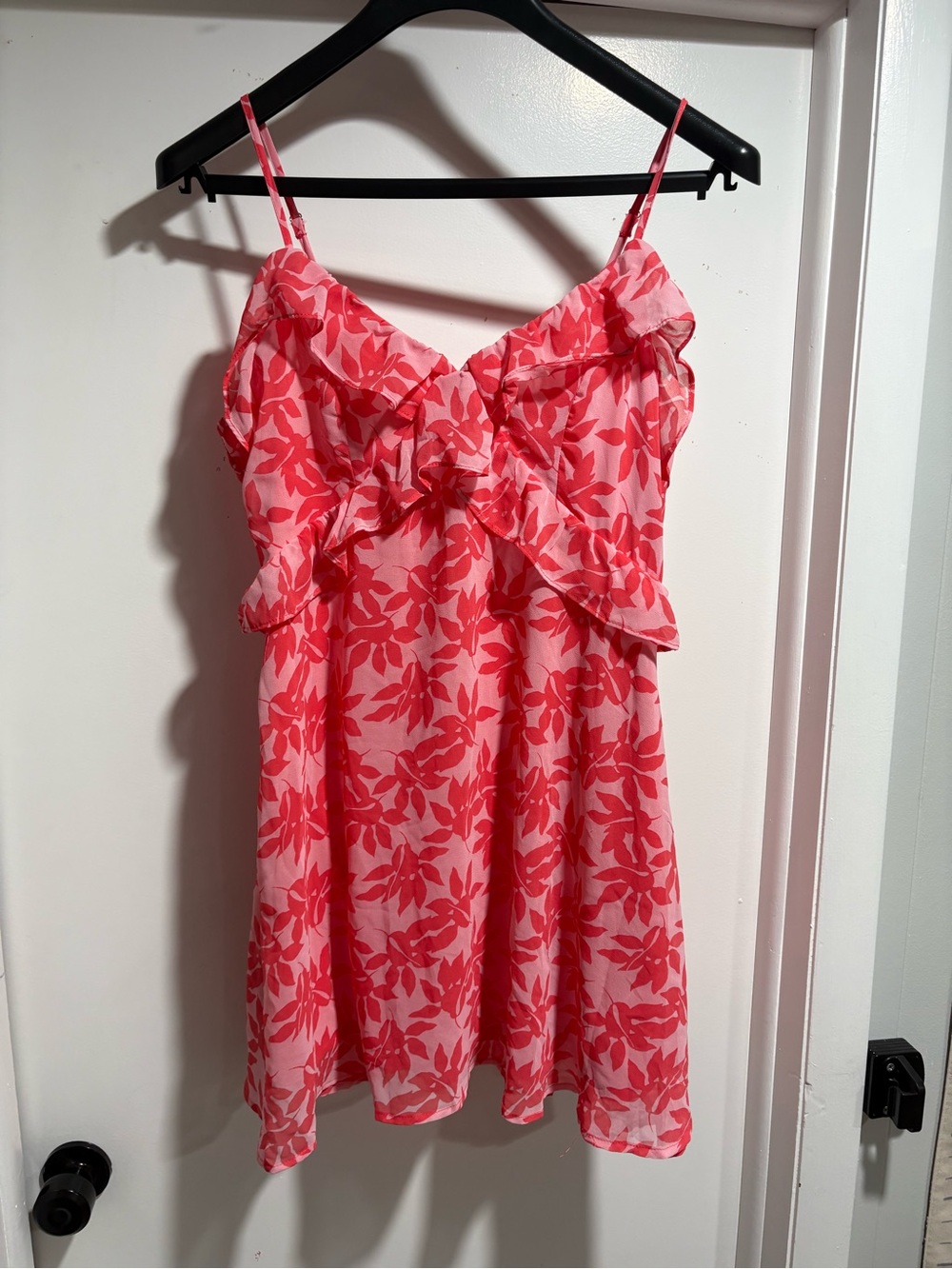 miami Pink and Coral Floral Ruffle Cami Dress
